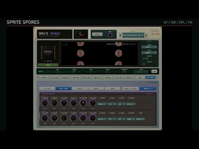 Sprite Spores — Multi Chip Synth VST | ZX Spectrum, Atari ST, Commodore 64 SID, Yamaha YM & OPL