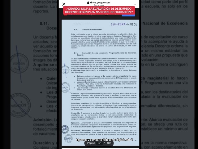 ¿Cuando inicia la evaluación de desempeño docente según el plan nacional de educación de Keiko F.?