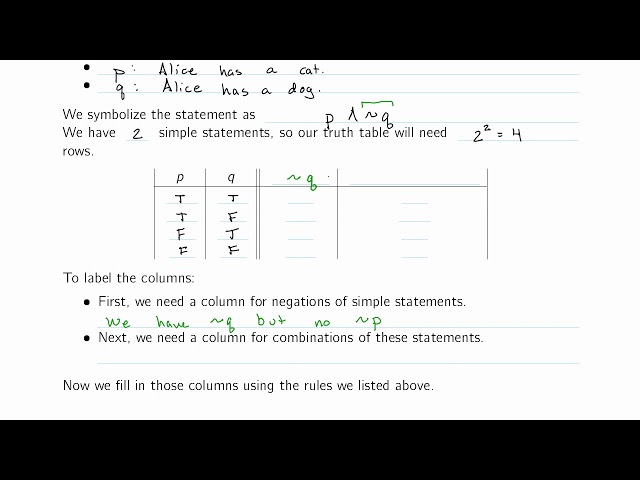 Building Complex Truth Tables