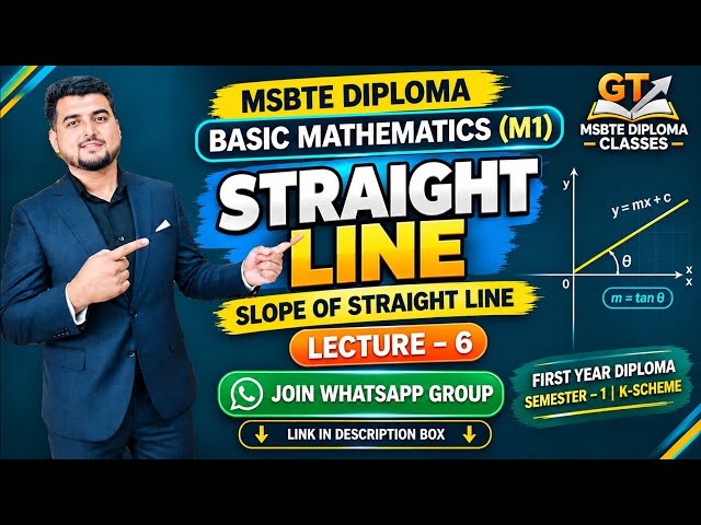 Straight Line & Slope of Straight Line | Lecture 6 | MSBTE Mathematics 1 |Diploma Engineering