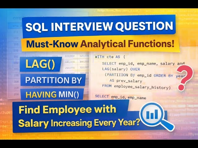 SQL Interview Question 🔥 Find Employees with Salary Increasing Every Year | LAG & CTE Explained