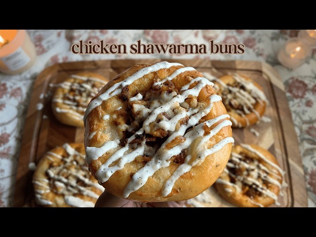 Chicken Shawarma Buns with Garlic Sauce ♡ Bake With Me