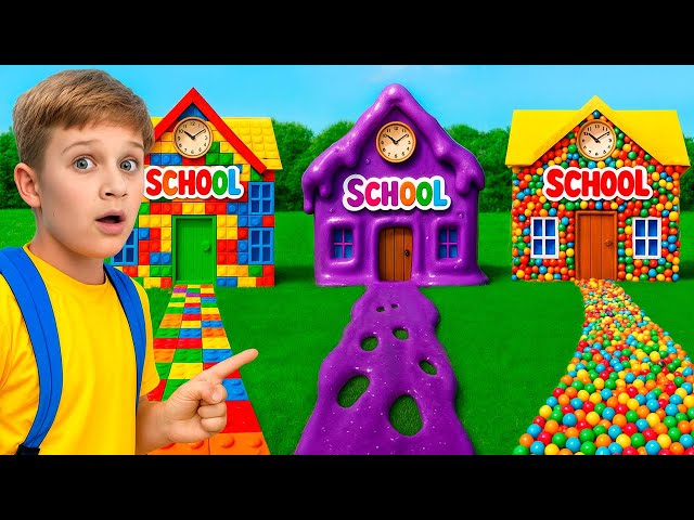 Back to School in 3 CRAZY Schools! Slime vs LEGO vs Balls