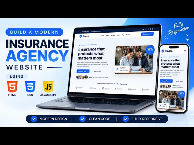 Build a Modern Insurance Agency Website Using HTML CSS And JavaScript