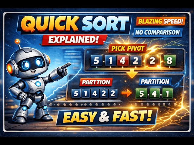 Quick Sort Explained with a Robot 🤖 | Sorting at Lightning Speed ⚡ #DSA #Algorithms #Coding
