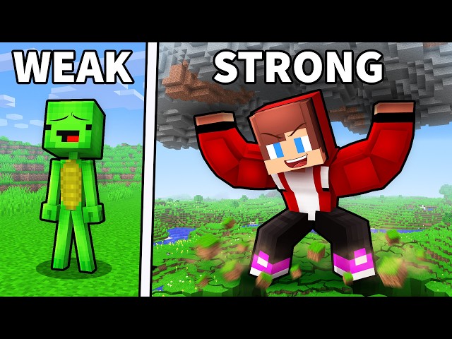 JJ and Mikey: From WEAK To STRONG Evolution Battel in Minecraft...
