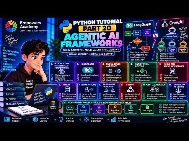Python Tutorial | Part 20 - Agentic AI Frameworks | LangGraph & CrewAI