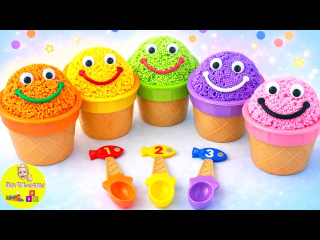 learn Colors with Play Foam Ice Cream Surprise Cups | Preschool Toddler Learning Toy Video