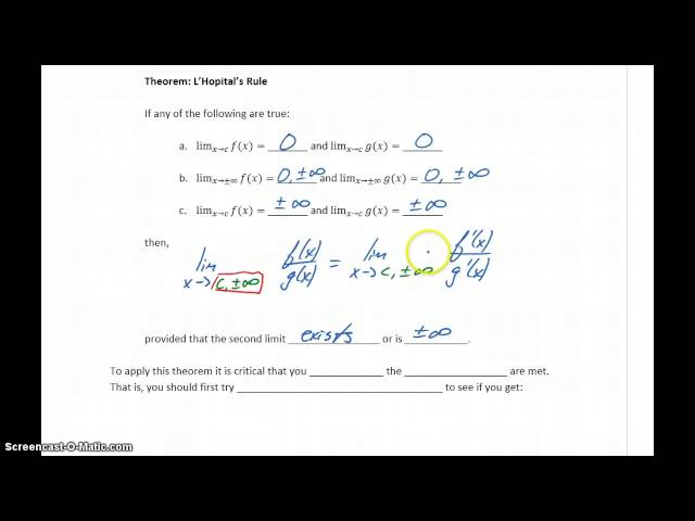 MATH 151 Module 8.1 Part 1 - L'Hopital's Rule