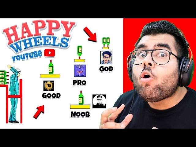 😂 HAPPY WHEELS Impossible Bottle Flips | Funny Moments 😂 | Hitesh KS