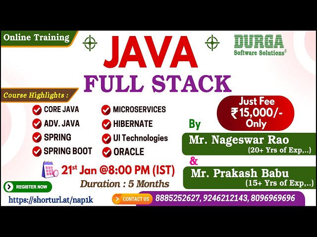 JAVA FULL STACK Online Training @ DURGASOFT