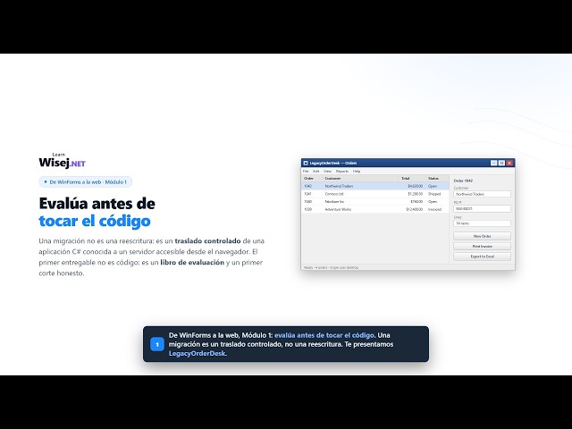 De WinForms a la web - Módulo 1: Evaluar una aplicación WinForms y crear un backlog de migración