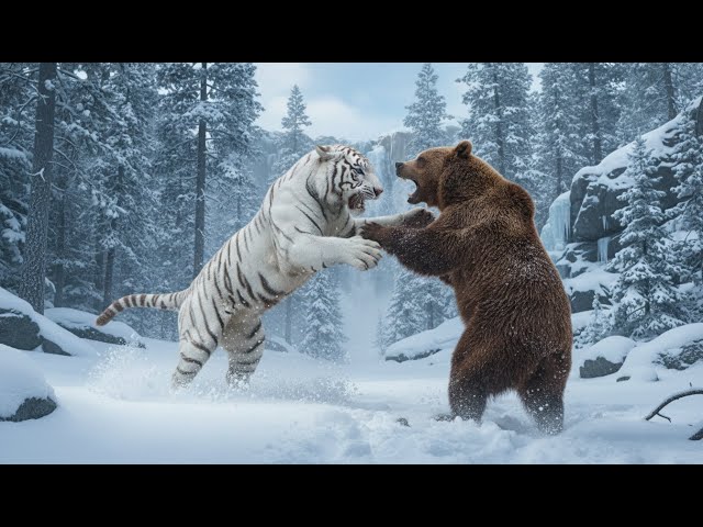 Wild Realm | White Tiger Faces Off Against a Giant Brown Bear