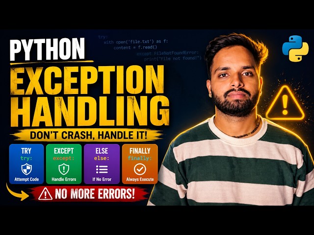 Python Exception Handling Complete Tutorial in Hindi | try, except, else, finally, raise