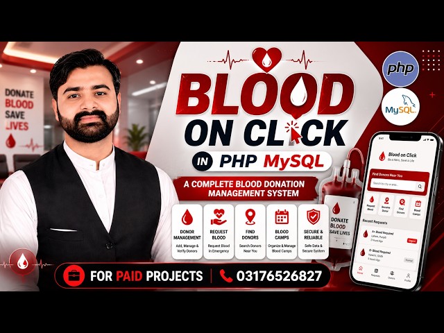 Blood on Click Using PHP MySQL | Online Blood Donation Management System | CS619 Final Year Project