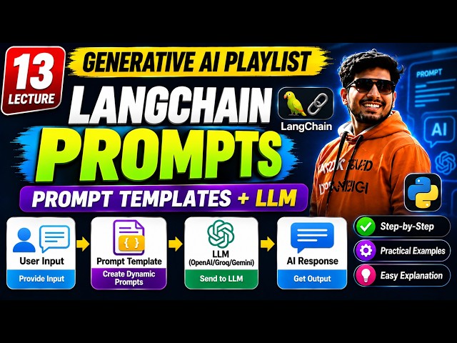 13. LangChain Prompt Templates Explained | gen ai playlist