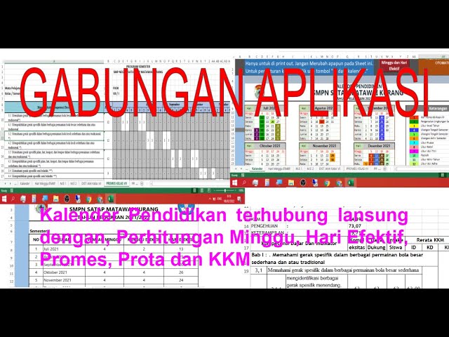 Aplikasi Kelander Pendidikan Terhubung langsung dengan Hari/Minggu Efektif, Promes, Prota dan KKM