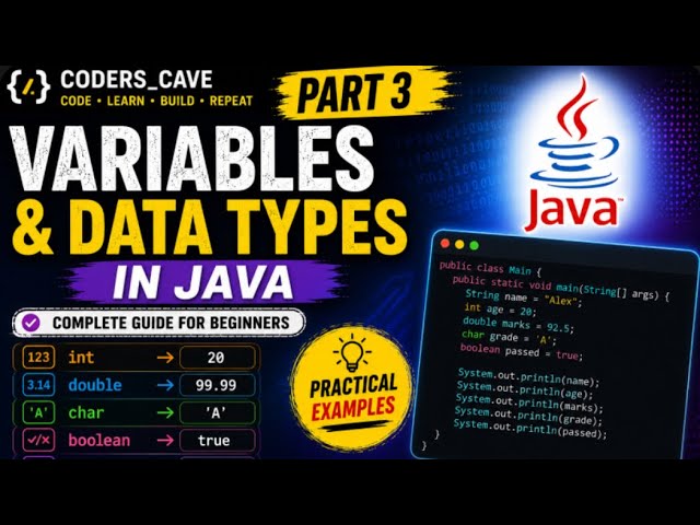 Java Variables & Data Types Explained in Hindi | Java for Beginners | Part 3
