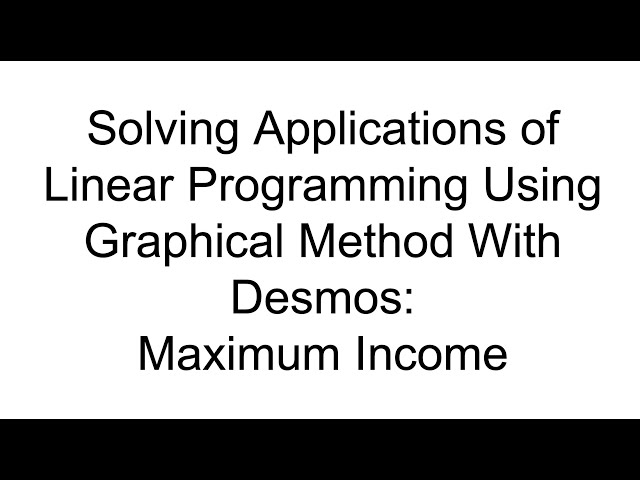 Solving Applications of Linear Programming Using the Graphical Method with Desmos (Max Income)