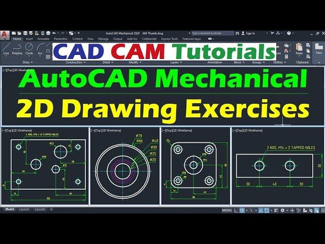 AutoCAD Mechanical 2D Drawing Exercises for Beginners - 1