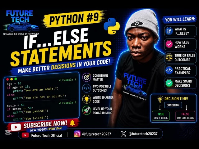 Python for Beginners #9 — If Else Statements Explained | Make Decisions in Python