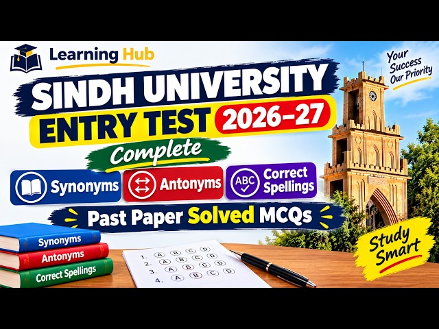 Complete Synonyms Antonyms & Correct Spellings Past Paper Solved MCQs Sindh University Test 2026-27