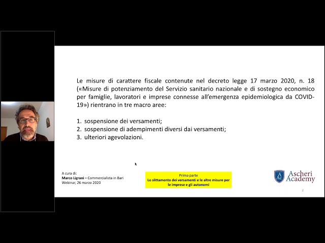 Webinar - Le novita' fiscali del Decreto Cura Italia (18-2020)
