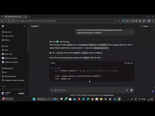 make a snake game with the  help of AI.   