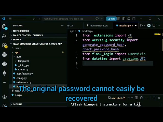 #code how to create a flask app blueprint structure phase 1 of our models.py file part 16