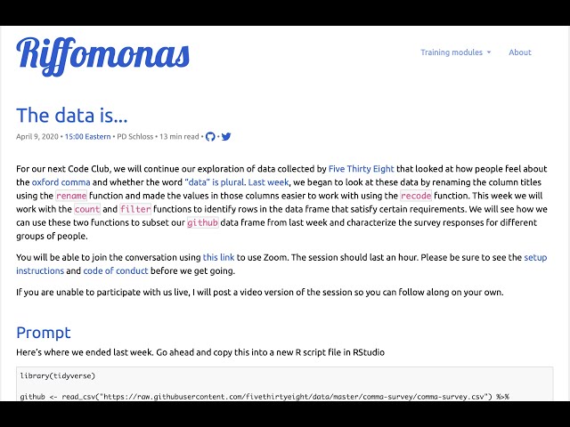 The Data Is: Using dplyr's filter and count in R to see how people use grammar (CC003)