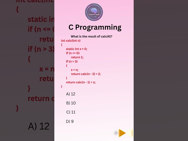 C Programming MCQ 🔥| Static Variable in Recursion 🤯 | C Output MCQ Explained