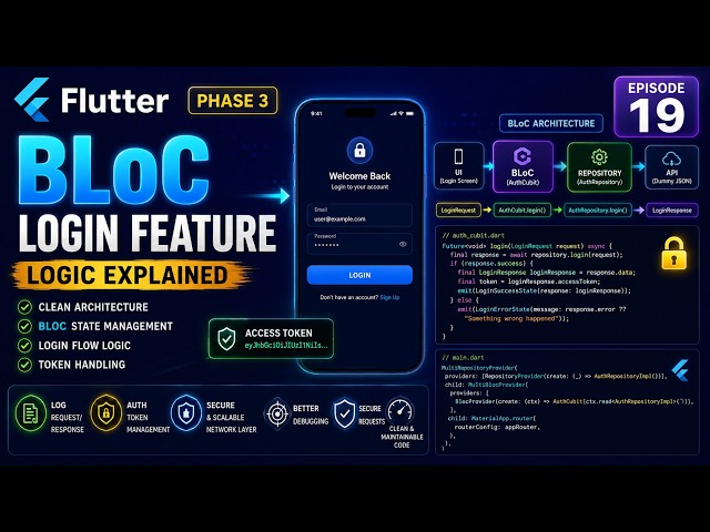 Phase 3: Production Ready App | Episode 19 | Flutter BLoC Setup & Login Flow