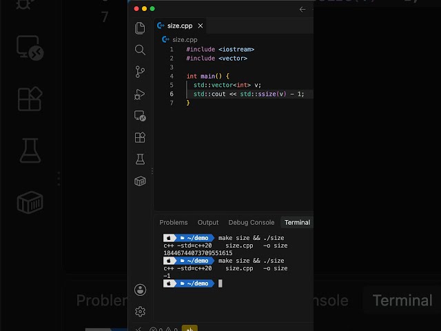 In C++, an empty vector's size minus one is huge.
