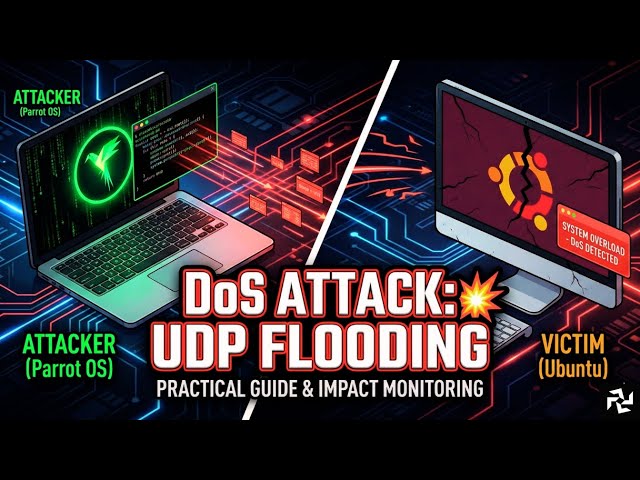 DoS Attack Practical Guide: UDP Flooding (Live Impact)😯