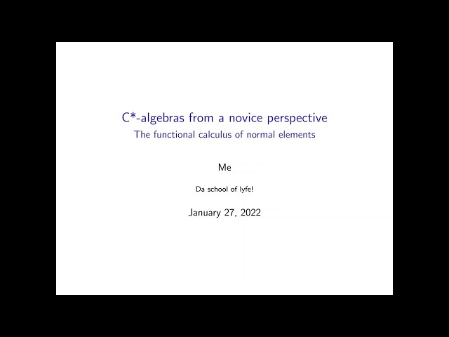 C*-algebras 7: the continuous functional calculus of normal elements