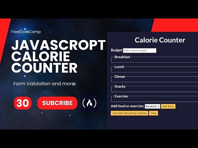 FreeCodeCamp - Javascript - Form Validation by Building a Calorie Counter | Steps - 30