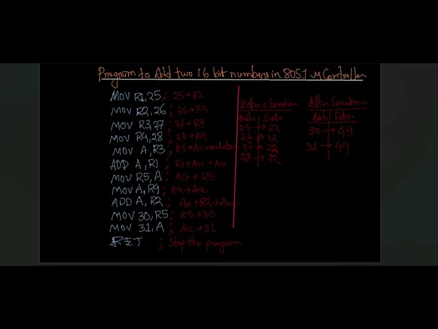 16-Bit Addition Program in 8051 Microcontroller | Step-by-Step Guide