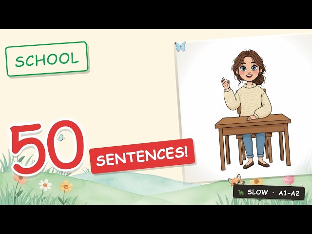 50 School English Sentences 🎒 Beginner ESL Lesson with Slow Audio