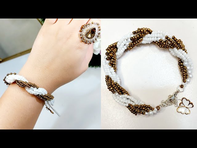 Elegant Twisted Beaded Bracelet Tutorial | Spiral Bracelet Tutorial |Bracelet Making with Seed Beads