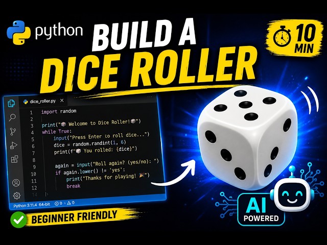 Build a Dice Roller App in Python Using AI | Beginner Python Project