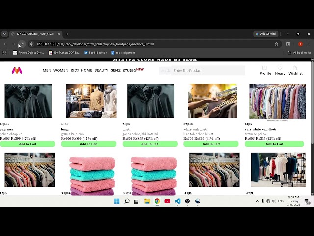 Upgrading Myntra UI Clone with Dynamic Arrays, Star Ratings & Product Images! 💻🛒Untitled Project