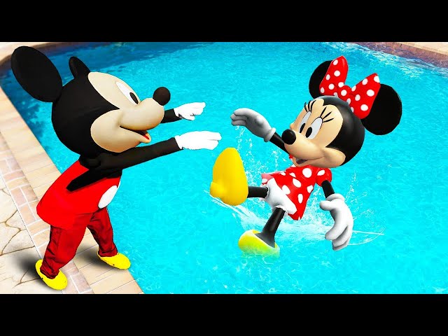 GTA 5 Mickey Mouse vs Rainbow Mickey Team Crazy Jumping Ragdolls (Funny Fails)