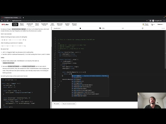 4. implement throttle - bigfrontend - JavaScript