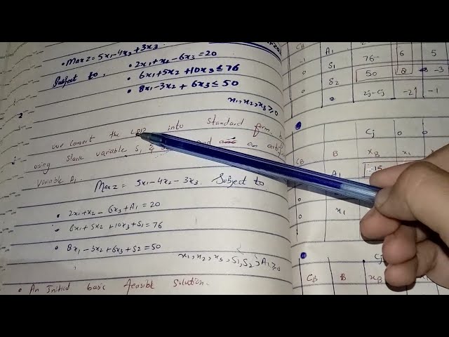 Operational research two phase  method for maximization 