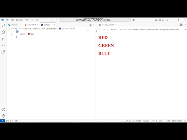 CSS SELECTORS ONE: Element, Class, id