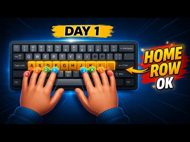 English Typing Course - Day 1 | Free Typing Lessons | Touch Typing Course