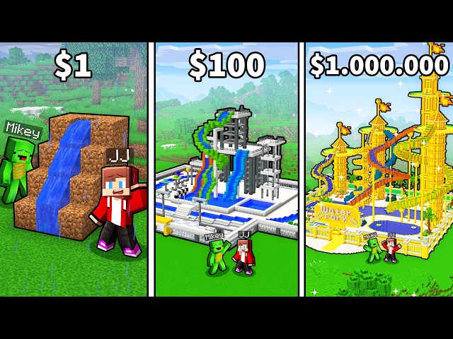 JJ and Mikey: From POOR To RICH Aqua Park in Minecraft...