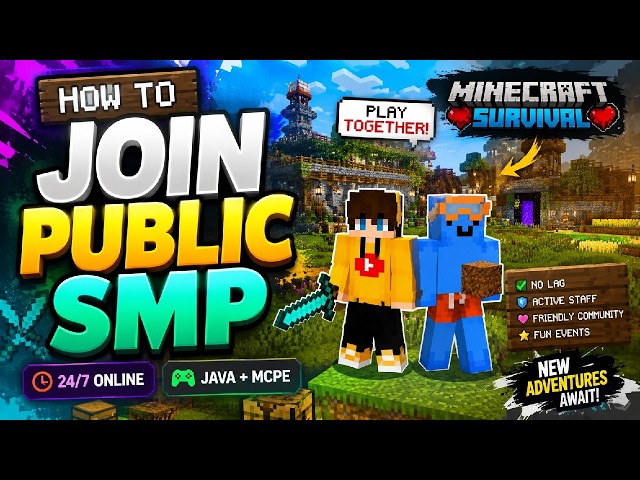 Minecraft Public Server Join 🚀 Java/Pe/Mojo/Pojav 24/7 always online 😎 | #minecraft #publicsmp