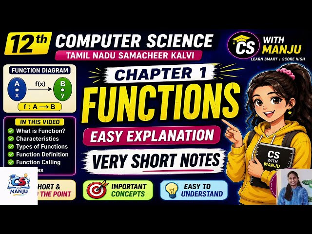 🔥 Functions in 60 Seconds ⚡️ | 12th Computer Science Chapter 1 | Very Short Notes | #Shorts