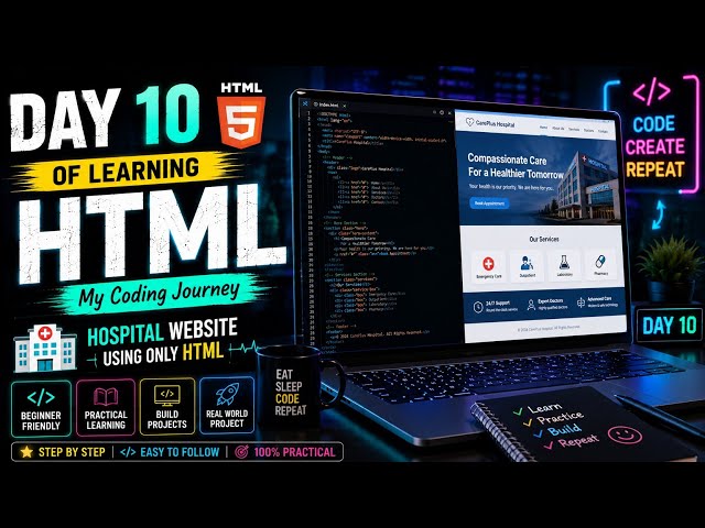 Day 10 of Learning HTML 🚀 | Build a Hospital Website Using HTML | HTML Beginner Project